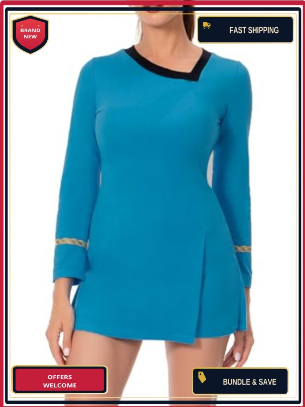 Women's Long Sleeve Bodycon Shirt Dress Square Neck Cosplay Costume